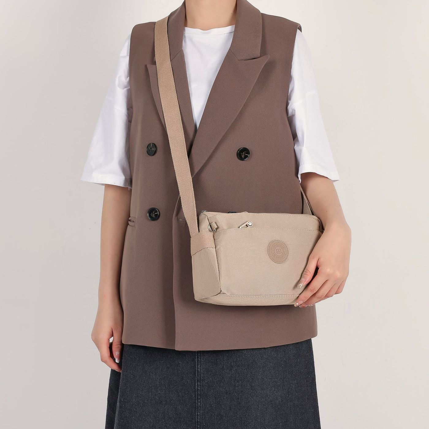 Everyday Crossbody Bag — Lightweight Twill, Multi-Pocket, Adjustable Strap — view 10