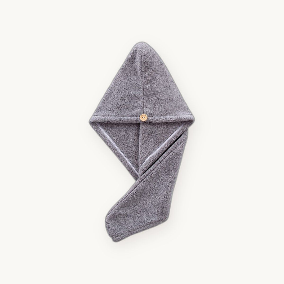 Quick-Dry Hair Towel Wrap — Soft Coral Fleece with Button Loop — view 2