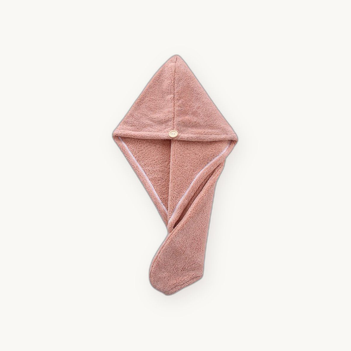 Quick-Dry Hair Towel Wrap — Soft Coral Fleece with Button Loop — view 4