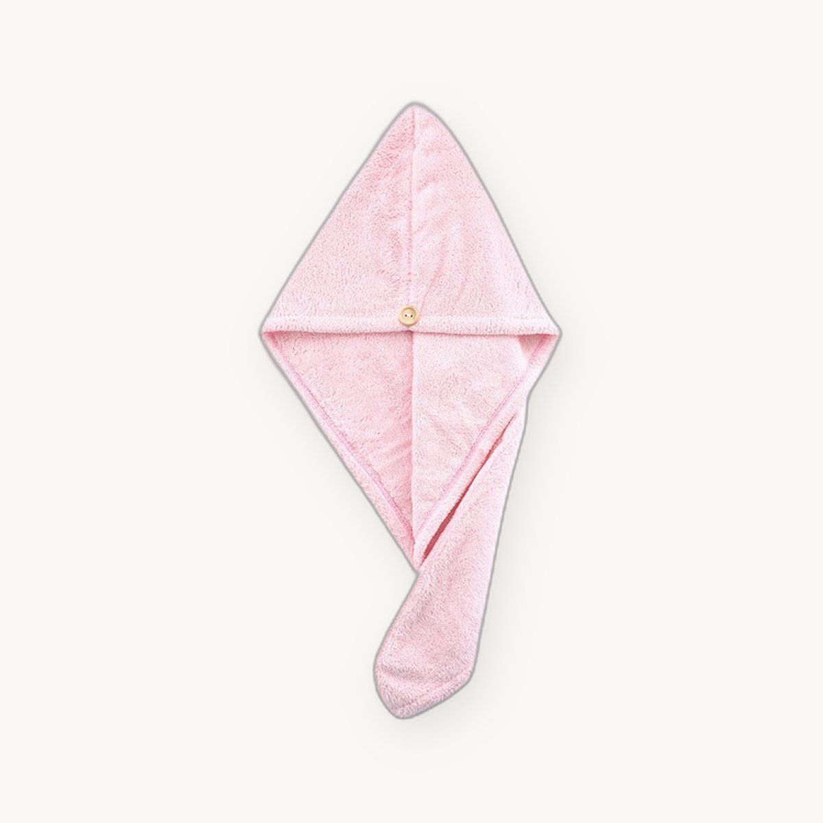 Quick-Dry Hair Towel Wrap — Soft Coral Fleece with Button Loop — view 6