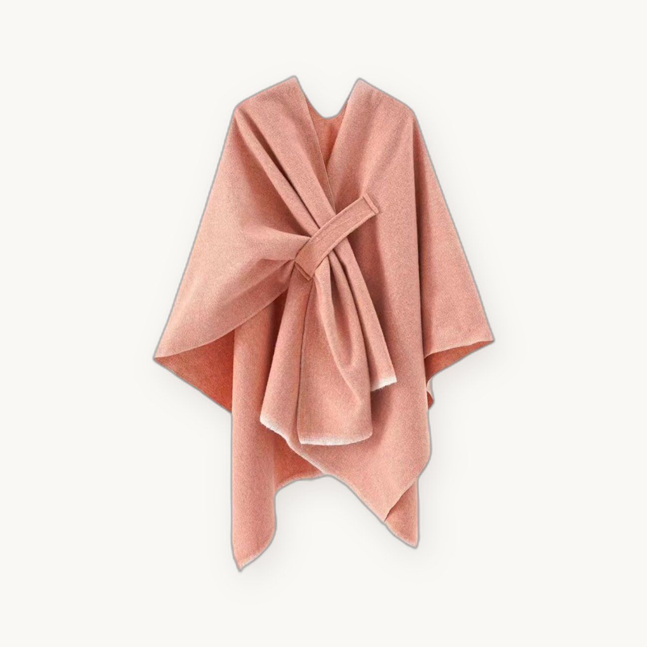 Knit Wrap Cape — Soft Open-Front Poncho with Belt, One Size — view 2
