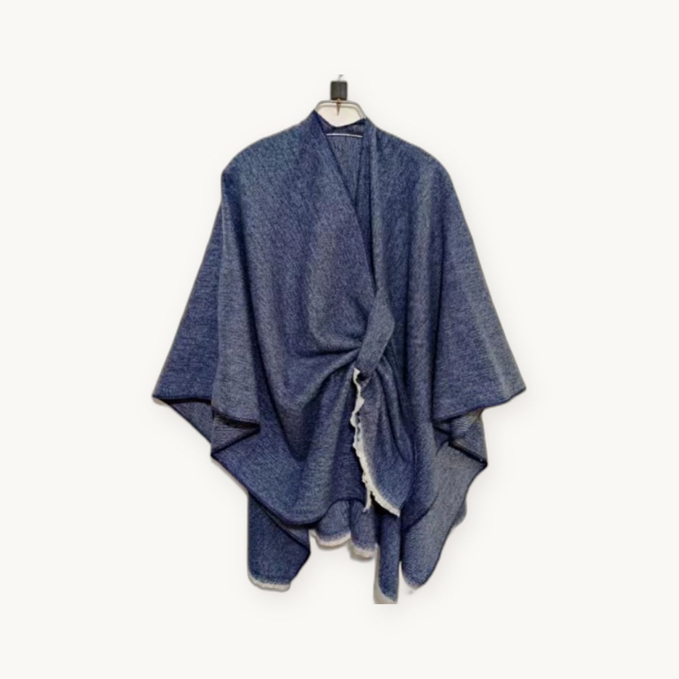 Knit Wrap Cape — Soft Open-Front Poncho with Belt, One Size — view 3