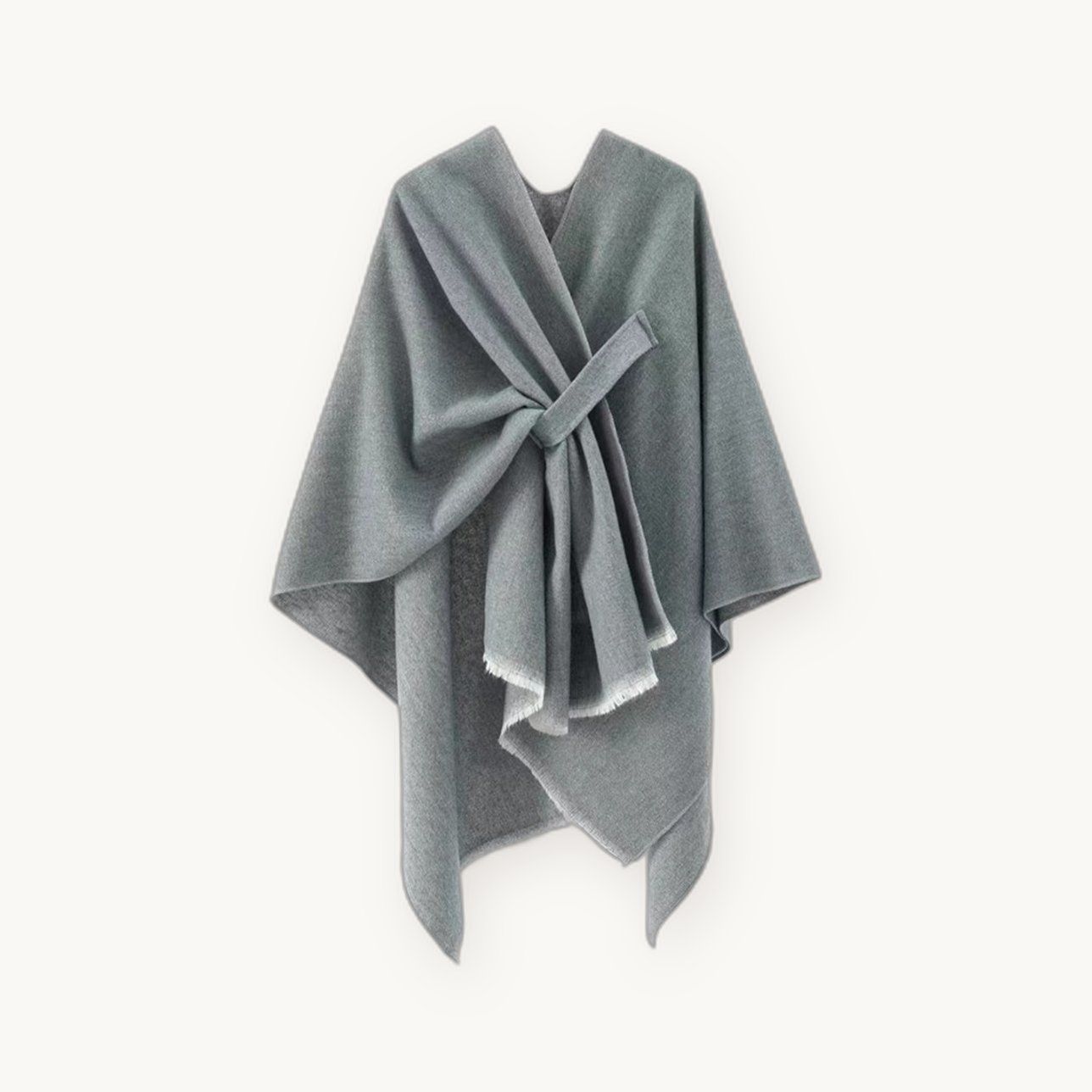 Knit Wrap Cape — Soft Open-Front Poncho with Belt, One Size — view 5