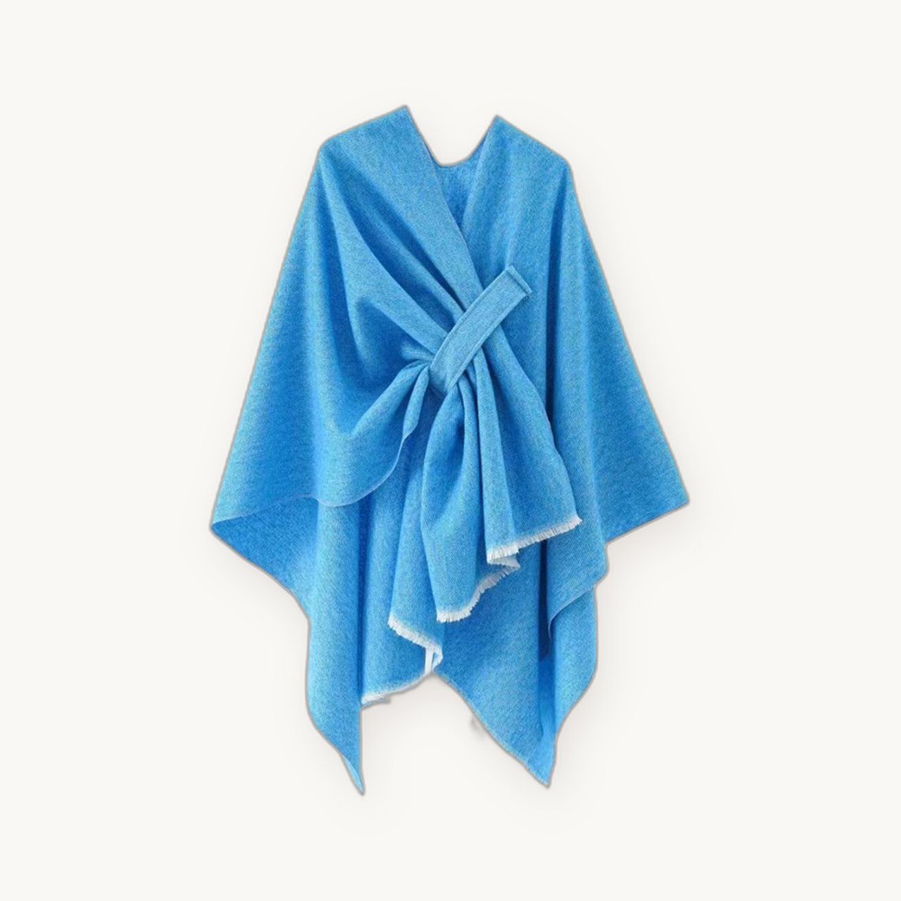 Knit Wrap Cape — Soft Open-Front Poncho with Belt, One Size — view 8