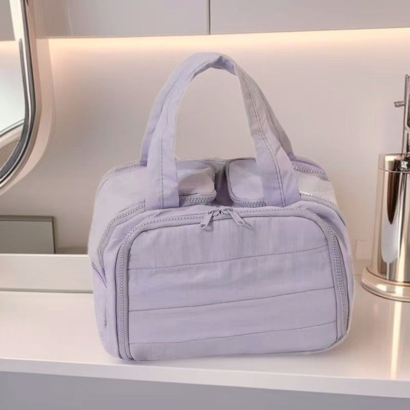 Quilted Travel Toiletry Bag — Soft Puffy Nylon, Wide Opening, Top Handles — view 5