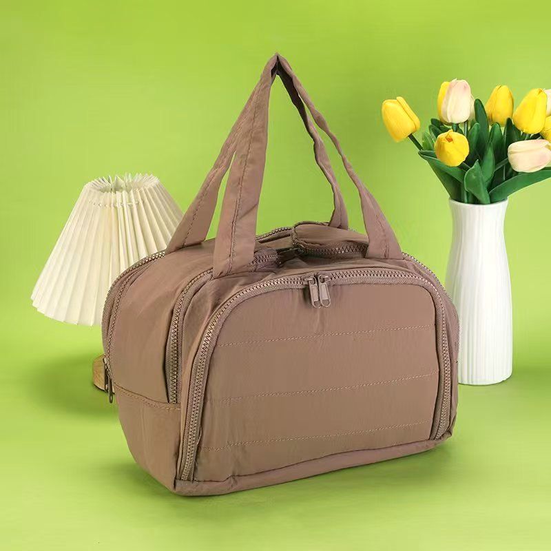 Quilted Travel Toiletry Bag — Soft Puffy Nylon, Wide Opening, Top Handles — view 6