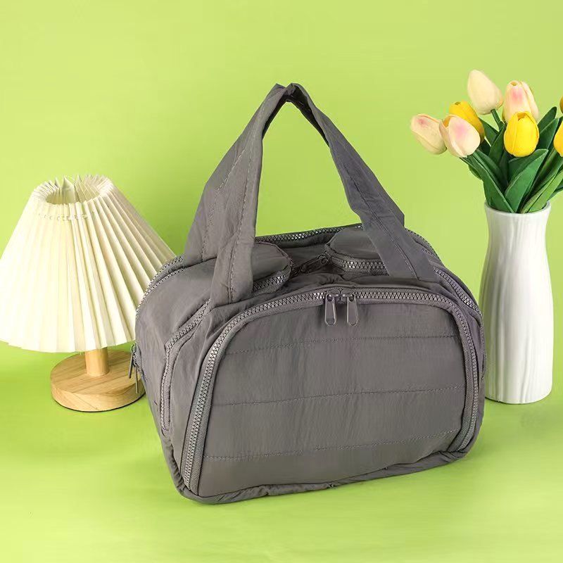 Quilted Travel Toiletry Bag — Soft Puffy Nylon, Wide Opening, Top Handles — view 8