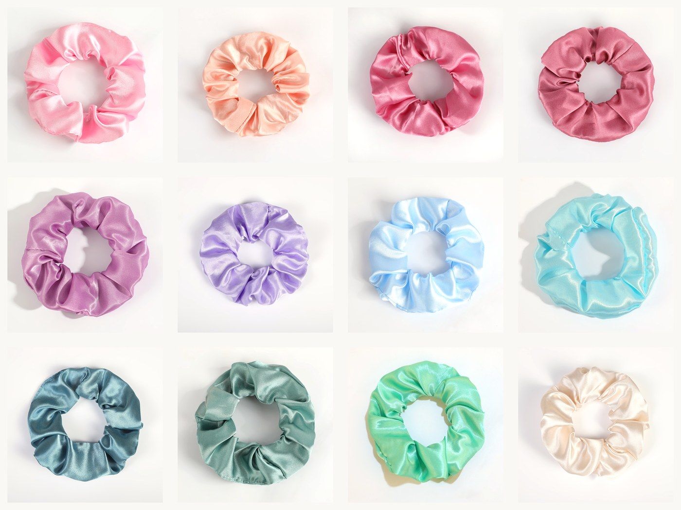 Satin Scrunchies, Set of 12 — Soft Oversized Hair Ties — view 2
