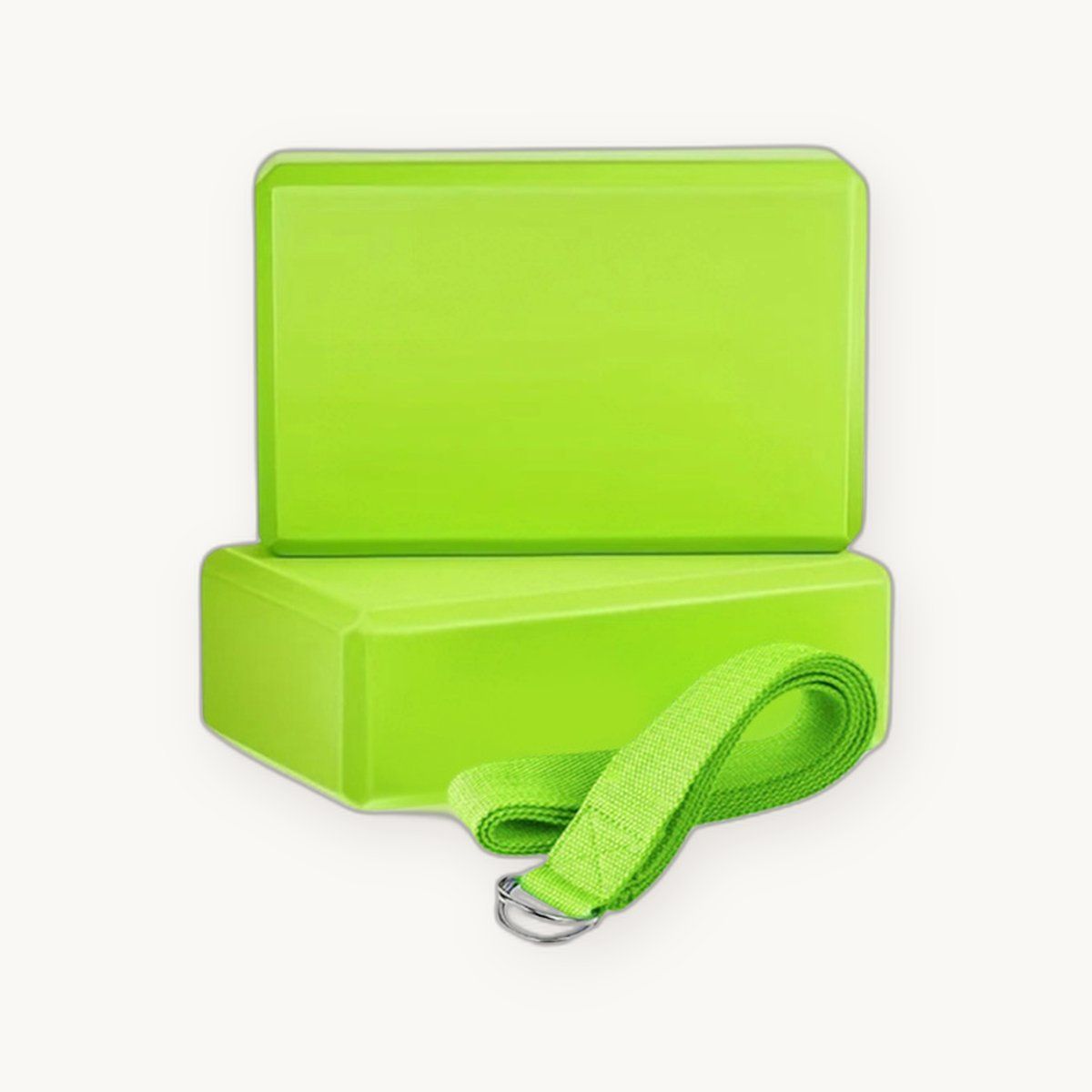 Yoga Blocks Set of 2 with Stretch Strap — EVA Foam, 9"×6"×3", 6-ft Strap — view 3