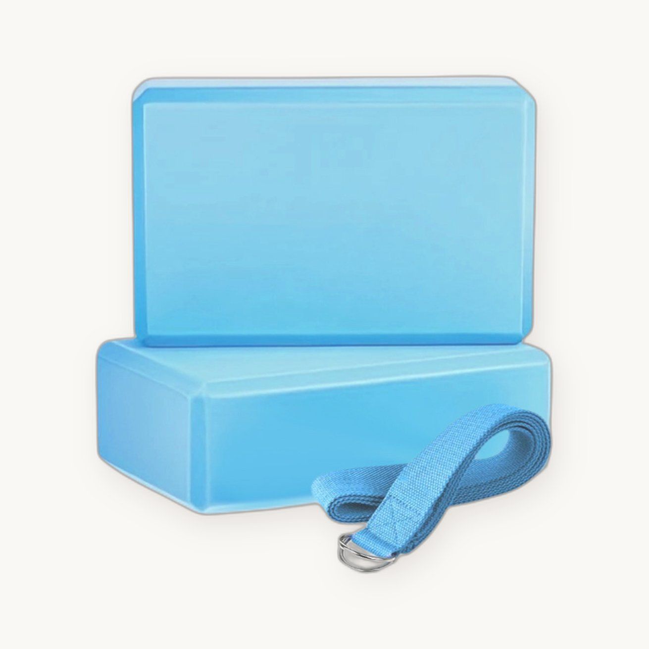 Yoga Blocks Set of 2 with Stretch Strap — EVA Foam, 9"×6"×3", 6-ft Strap — view 4